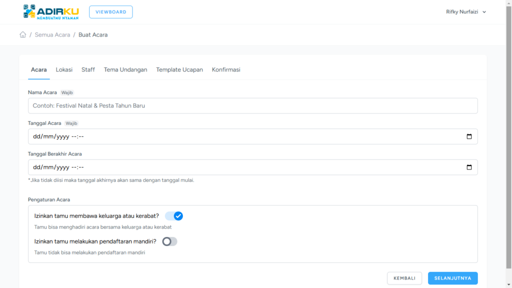Detail Acara Buku Tamu Digital
